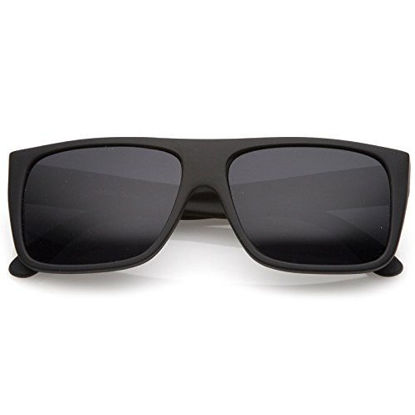 Picture of zeroUV - Men's Rubberized Flat Top Wide Temple Square Sunglasses 57mm (Black/Smoke)
