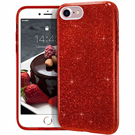 Picture of MATEPROX iPhone SE 2020 case,iPhone 8 case,iPhone 7 Glitter Bling Sparkle Cute Girls Women Protective Case for 4.7" iPhone 7/8/SE (Red)