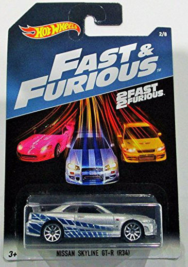 Picture of Hot Wheels 2017 Fast and Furious Nissan skyline GT-R R34 silver/blue 2 fast 2 furious 2/8