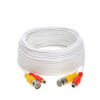 Picture of 75FT White Premade BNC Video Power Cable/Wire for Security Camera, CCTV, DVR, Surveillance System, Plug & Play (White, 75)