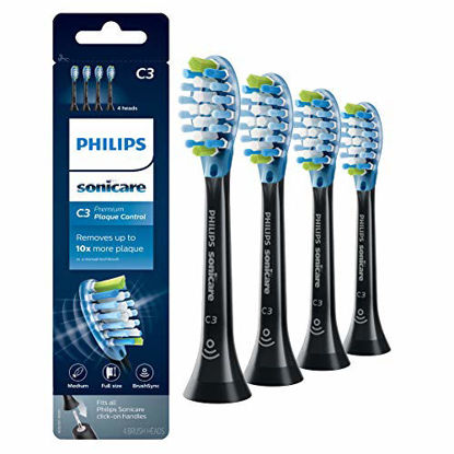 Picture of Philips Sonicare Premium Plaque Control replacement toothbrush heads, HX9044/95, BrushSync technology, Black 4-pk
