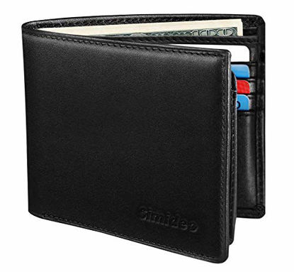 Picture of Simideo Men's Wallet TOP Genuine Leather RFID Wallet Bifold Trifold Slim Wallet with 2 ID Windows