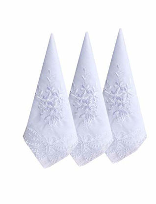 Picture of Ladies/Womes White Embroidery Cotton Handkerchiefs Wedding Hankies
