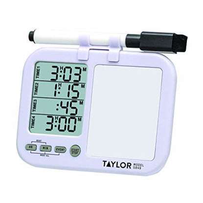 Picture of Taylor Precision Products (Regular) Taylor Four-Event Digital Timer with Whiteboard for School, Learning, Projects, and Kitchen Tasks, white