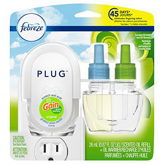 Picture of Febreze Plug in Air Freshener and Odor Eliminator, Scented Oil Refill and Oil Warmer, Gain Original Scent, 1 Count