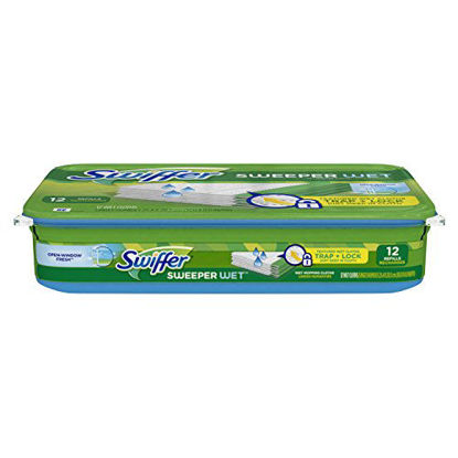 Picture of Swiffer Sweeper Wet Mopping Pad Refills for Floor Mop Open Window Fresh Scent 12 Count