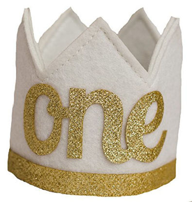 Picture of Baby Girl and Boy First Birthday Sparkly Gold Crown, Gold, Size Os