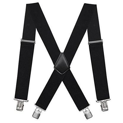 Picture of Fasker Mens Suspenders X-Back 2" Wide Adjustable Solid Straight Clip Suspenders