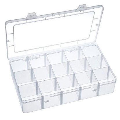 Picture of Outus Crafts Organizer Storage Box for Washi Tape, Art Supplies and Sticker, 15 Compartments, Clear