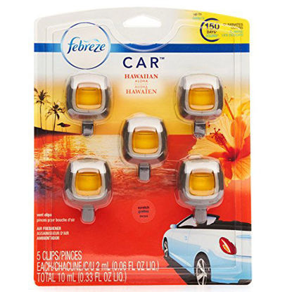 Picture of Febreze Car Air Freshener, Set of 5 Clips, Hawaiian Aloha - up to 150 Days