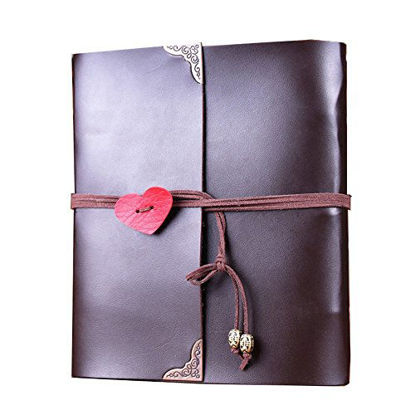 Picture of Scrapbook Album,MAMACHU Vintage Photo Album Leather Family DIY Memory Retro Photo Book Guestbook for Anniversary Mother Birthday Valentine Wedding Travel Graduation Presents for Women Mom Child