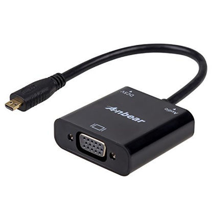 Picture of Anbear Micro HDMI to VGA(Male to Female) Video Converter Adapter Gold Plated 1080p with 3.5mm Audio