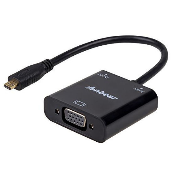 Picture of Anbear Micro HDMI to VGA(Male to Female) Video Converter Adapter Gold Plated 1080p with 3.5mm Audio