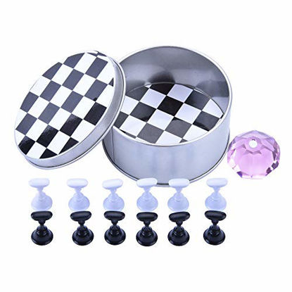 Picture of Ycyan 1 Set Nail Tips Practice Display Stand Magnetic Stuck Crystal Holder Chessboard Design for False Nails Tips