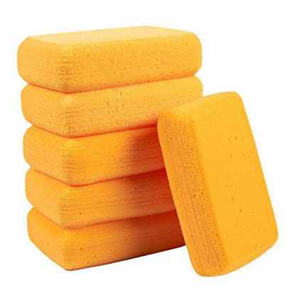 Picture of Blue Panda Synthetic Sponges Craft Sponges for Painting, Crafts, Pottery, Clay, Large 7.5 x 2 x 5 Inches, Orange, Pack of 6