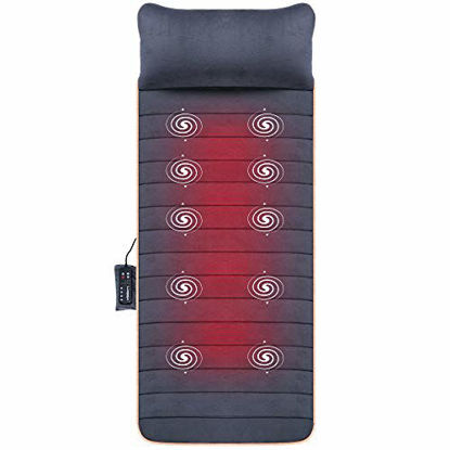 Picture of Massage Mat with 10 Vibrating Motors and 4 Therapy Heating pad Full Body Massager Cushion for Relieving Back Lumbar Leg Pain Snailax