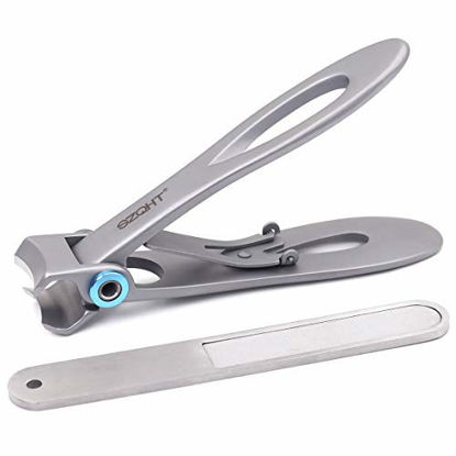 Picture of SZQHT 15mm Wide Jaw Opening Nail Clippers for Thick Nails,Finger Nail Clippers for Ingrown Toenail Clippers for Men,Tough Nails, Seniors, Adults.Deluxe Sturdy Stainless Steel Big(Silver)