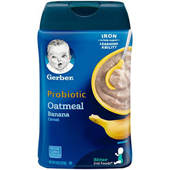 Picture of Gerber Baby Cereal Probiotic Oatmeal & Banana Baby Cereal 8 Ounces (Pack of 6)