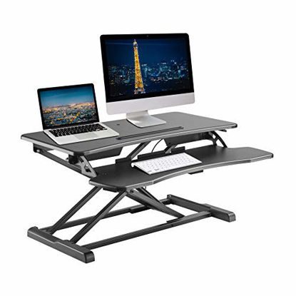 Picture of TechOrbits Standing Desk Converter - 32" Height Adjustable Stand Up Desk Riser - Sit to Stand Desktop Workstation