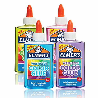 Picture of Elmer's Washable Translucent Color Glue, Great For Making Slime, Assorted Colors, 5 Ounces Each, 4 Count, 5 Oz., Standard Packaging