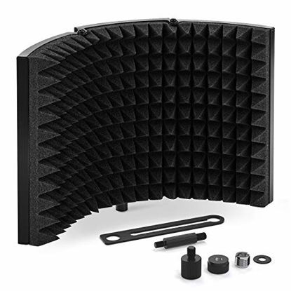 Picture of TONOR Microphone Isolation Shield, Studio Mic Sound Absorbing Foam Reflector for Any Condenser Microphone Recording Equipment Studio, Black