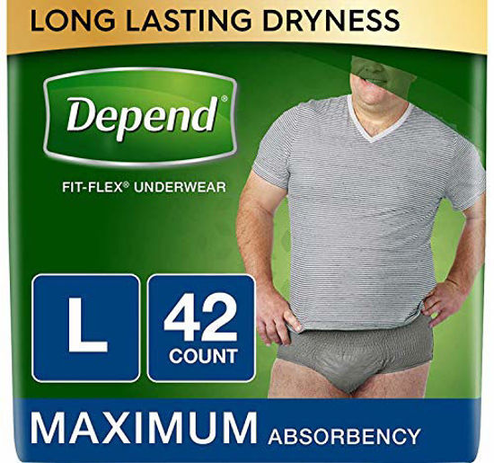 GetUSCart- Depend FIT-FLEX Incontinence Underwear for Men, Maximum  Absorbency, Disposable, L, Grey, 42 Count