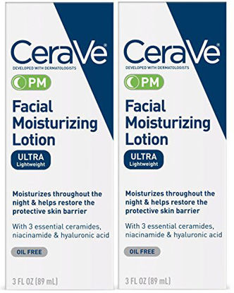 Picture of CeraVe Facial Moisturizing Lotion PM | 3 Ounce (Pack of 2) | Ultra Lightweight, Night Face Moisturizer | Fragrance Free