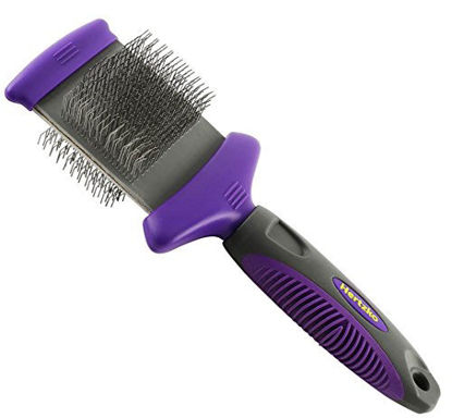 Picture of Hertzko Double Sided Flexible Slicker Brush Removes Loose Hair, Tangles, and Knots, Flexible Head Contours on Your Pets Skin - Suitable for Dogs and Cats