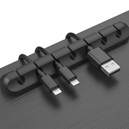 Picture of Cable Clips, 3 Packs Cord Management Organizer, Silicone Adhesive Hooks, Wire Cord Holder for Power Cords and Charging Accessory Cables, Mouse Cable, PC, Office and Home (7, 5 and 3 Slots)