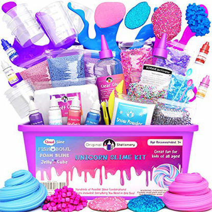 Picture of Original Stationery Unicorn Slime Kit Supplies Stuff for Girls Making Slime [Everything in One Box] Kids Can Make Unicorn, Glitter, Fluffy Cloud, Floam Putty, Pink