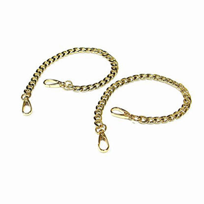Picture of Model Worker 2-Pack 1/2" Wide 15.7" Long DIY Iron Flat Chain Strap Silver Handbag Chains Accessories Purse Clutches Handles,Wrist Straps Replacement Straps, with Metal Buckles (Gold)