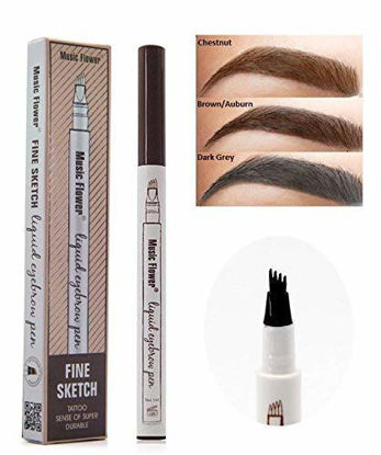 Picture of Microblade Eyebrow Pencil for tat brow look, Microblading Eyebrow Pen make up, Tattoo Pen for Every Skin Type with Long Lasting Quality, Waterproof Brow Pen Chestnut-Dark Brown
