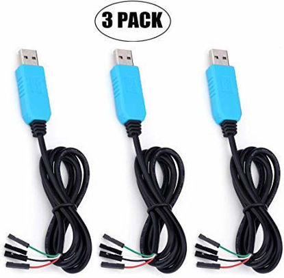 Picture of EVISWIY PL2303TA USB to TTL Serial Cable Debug Console Cable for Raspberry Pi 3 Pack