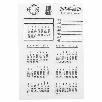 Picture of SIXQJZML Mixed Calendar Planner Clear Transparent Rubber Silicone Stamps Seal Block for Card Making Scrapbooking Decoration Words Journaling DIY Album