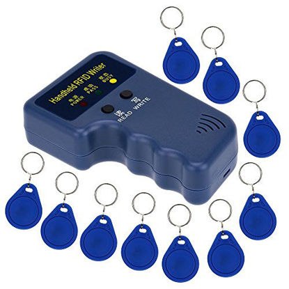 Picture of LIBO Handheld 125khz RFID Duplicator Key Copier Reader Writer ID Card Cloner Programmer + 10pcs Writable EM4305/T5577 Key Cards Keyfobs