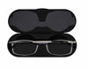 Picture of ThinOptics unisex adult Milano Aluminum Case + Frontpage Brooklyn Reading Glasses, Clear Frames Silver Case, 1.5 x US