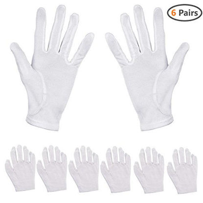 Picture of Onwon 6 Pairs Large White Cotton Gloves Hand Spa Gloves Cosmetic Moisturizing Gloves for Moisturizing, Dry Skin and Eczema