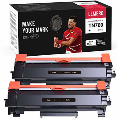 Picture of LEMERO Compatible Toner Cartridge Replacement for Brother TN760 TN730 High Yield - use with HL-L2350DW HL-L2395DW DCP-L2550DW MFC-L2710DW MFC-L2750DW (Black, 2 Pack)