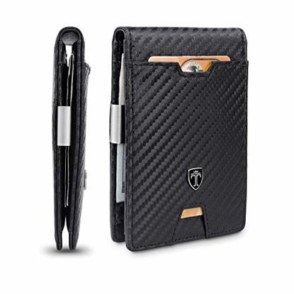 Picture of TRAVANDO Mens Slim Wallet with Money Clip AUSTIN RFID Blocking Bifold Credit Card Holder for Men with Gift Box (Carbon)