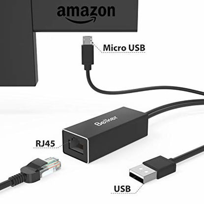 Picture of Fire TV Ethernet Adapter, Belker Fire Stick Ethernet Adapter/Micro USB to Rj45 Ethernet Adapter, USB to Rj45 Cable for Fire TV Stick (2ND Gen), All-New Fire TV (2017), Chromecast Ultra/2/1/Audio Etc