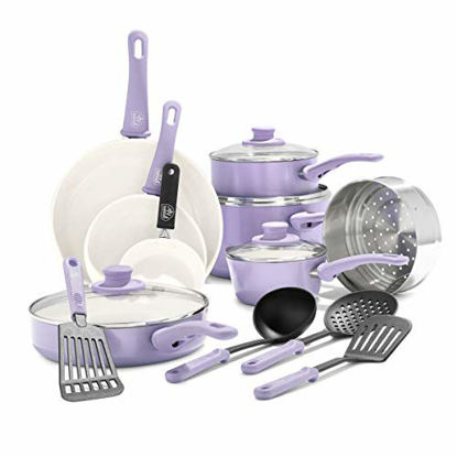 Picture of GreenLife Soft Grip Healthy Ceramic Nonstick, Cookware Pots and Pans Set, 16 Piece, Lavender