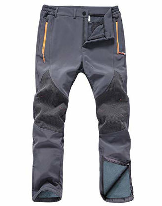 Picture of Gash Hao Mens Snow Ski Waterproof Softshell Snowboard Pants Outdoor Hiking Fleece Lined Zipper Bottom Leg (Grey, 32x32)