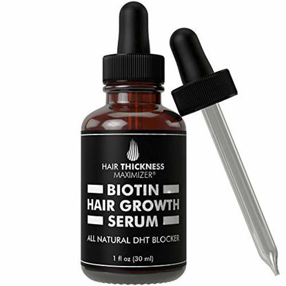 Picture of Biotin Hair Growth Serum by Hair Thickness Maximizer. DHT Blocker Oil For Hair Loss, Dry, Damaged, Hair. Natural Thickening and Smoothing of Hair and Nourishing of Scalp for Women and Men (1oz)