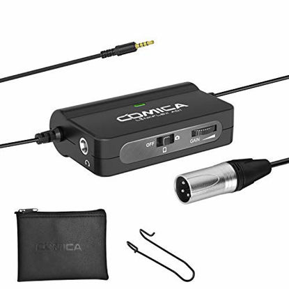 Picture of Comica LinkFlex AD1 XLR to 3.5mm Audio Adapter Preamp, Microphone Preamp for DSLR Camera, Canon, Sony, Panasonic, Samsung, Huawei, iPhone, and Laptop- Audio Preamp with Real-time monitor