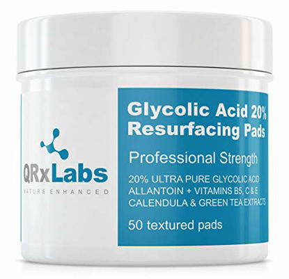 Picture of Glycolic Acid 20% Resurfacing Pads for Face & Body with Vitamins B5, C & E, Green Tea, Calendula, Allantoin - Exfoliates Surface Skin and Reduces Fine Lines and Wrinkles - Peel Pads