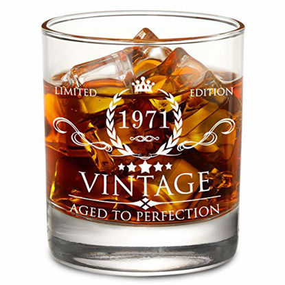 Picture of AOZITA 50th Birthday Gifts for Men - 50th Birthday Decorations for Men, Party Supplies - 50th Anniversary Gifts Ideas for Him, Dad, Husband, Friends - 11oz Whiskey Glass