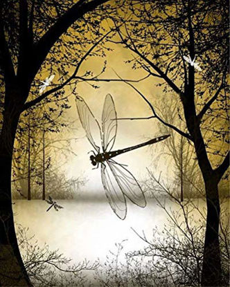 Picture of DIY 5D Diamond Painting Kit for Adults Children, NYEBS DIY Painting with Diamonds Animal Full Square Drill Forest Dragonfly Rhinestone Embroidery Arts Craft Supply for Wall Decoration 12X16 inches
