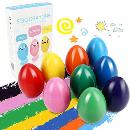 Picture of Crayons for Toddlers, Palm Grip Crayons Set 9 Colors Non Toxic Crayons Washable Paint Crayons Stackable Toys for Kids, Baby, Children, Boys and Girls(Egg-Shaped)