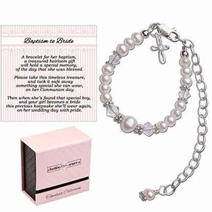 Picture of Baptism to Bride Cross Bracelet for Girls in Sterling Silver and Cultured Pearl