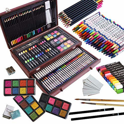 Picture of 143 Piece Deluxe Art Set, Artist Drawing&Painting Set, Art Supplies with Wooden Case, Professional Art Kit for Kids, Teens and Adults